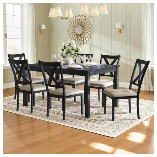 LUXOAK 7-Piece Solid Wood Dining Set