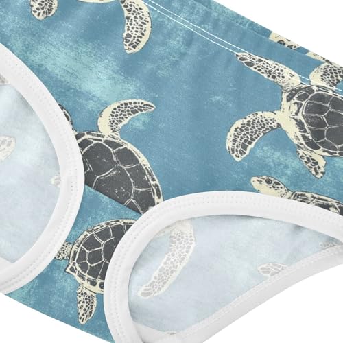 Wusikd Sea Turtles Blue Girls' Underwear Cotton Funny Girls Briefs Soft Toddler Underwear 2T4
