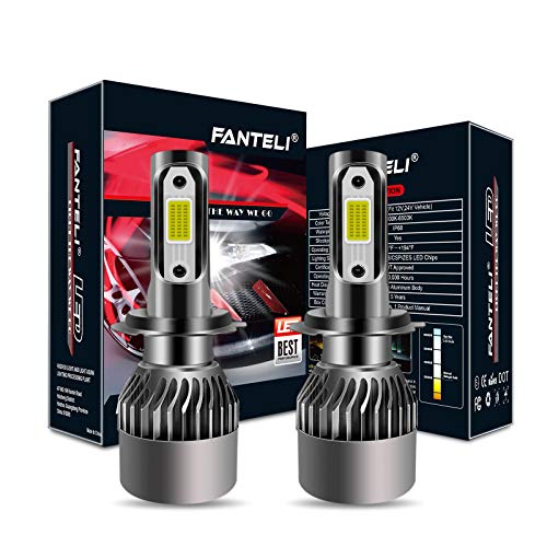 FANTELI H7 4300K Warm White LED Headlight Bulbs All-in-One Conversion Kit - 72W 8000LM High Beam/Low Beam/Fog Lights Extremely Bright