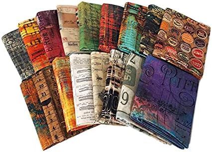 10 Fat Quarters - Tim Holtz Eclectic Elements & Abandoned Assorted Free Spirit Maps Rulers Numbers Charts Classic Quality Quilters Cotton Fabrics Fat Quarter Bundles Pre-cuts M222.17