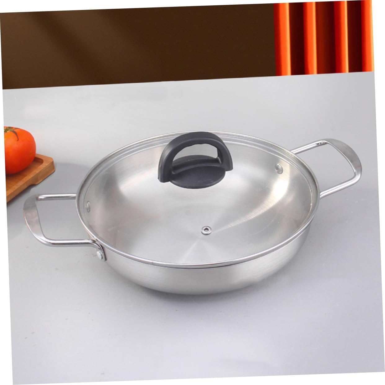 Stainless Steel Soup Pot Korean Ramen Pot Double Handles Kitchen Supply image 4