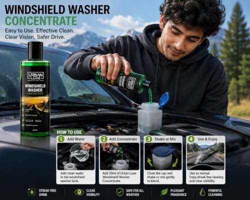 Image of Windshield Washer Fluid for Car Windshield Cleaner Liquid in Concentrate Form (20mL Enough for 1L Tank) Get A Streak Free Finish with Our Car Wiper Liquid 200mL