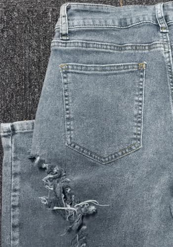 Vaceky Destroyed Ripped Jeans Women Stretch Straight Leg Denim Pants Streetwear4