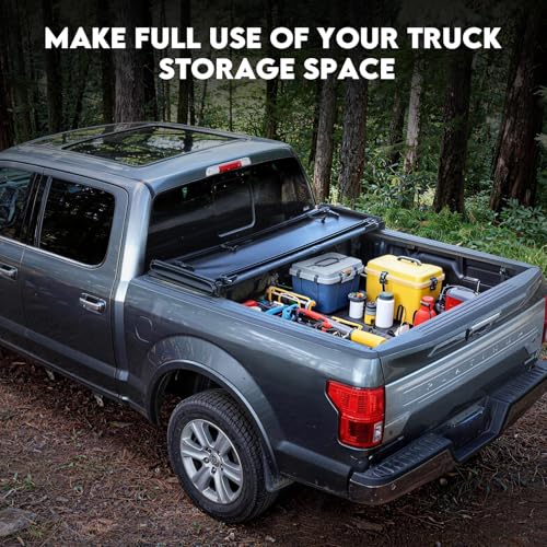 Image of RHOBRA Soft Tri-Fold Truck Bed Tonneau Cover Compatible with 2015-2026 Chevy Colorado /GMC Canyon, Fleetside 5.2ft Bed, 26.5oz Vinyl Soft Truck Bed Cover, Weather Resistant Bed Cover