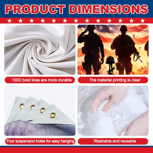 Image of BlissYard Veterans Tribute Backdrop Military Appreciation Decorations Honoring Our Heroes Patriotic Banner 8x6ft Veterans Day Appreciation Decor 4th of July Independence Day Party Decoration