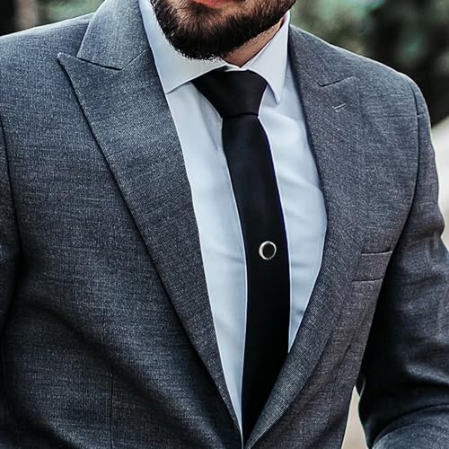 HAWSON Black Stone Tie Tack for Men Tie Pin with Chain for Wedding Birthday Anniversary Party2