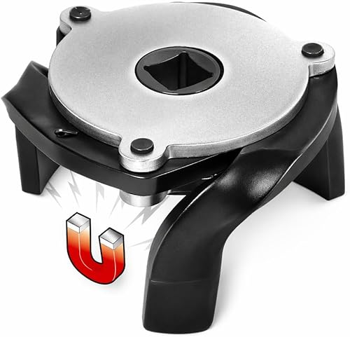 Powerbuilt Llave de filtro de aceite Spider 3 Jaw universal y autoajustable, rango de 2-5/16" a 3-9/16" (2.362 in a 3.543 in), imanes integrados y