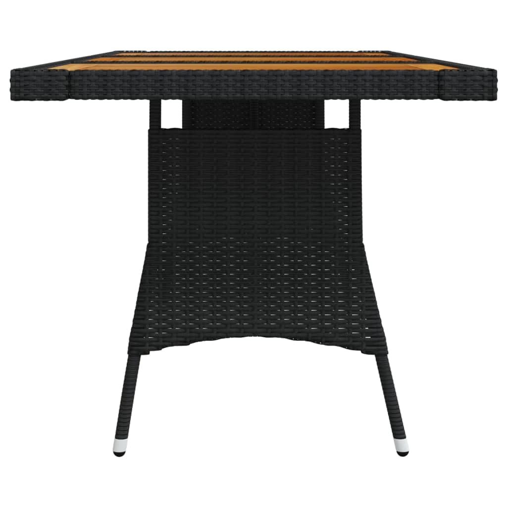 vidaXL Akazienholz Massiv Gartentisch Garten Esstisch Terrassentisch Gartenmöbel Tisch Außentisch Outdoor Schwarz 160x70x72cm Poly Rattan