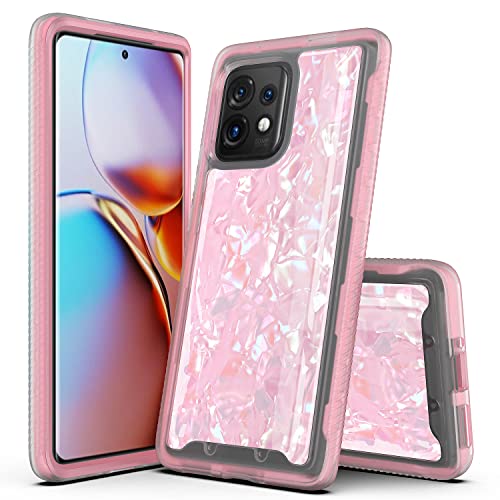 Coque Moto Edge Plus 2023 hybride rose avec motif graphique élégant