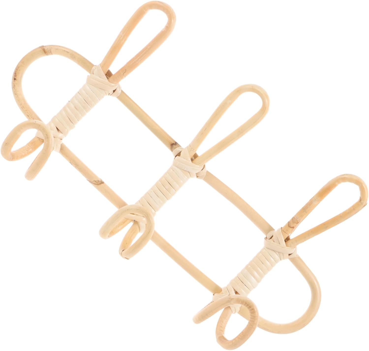 Hemobllo Handmade Rattan Wall Mounted Hook Rack 3 Hooks for Storage
