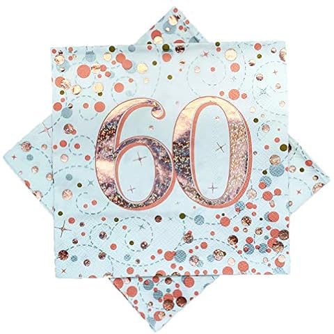 Oaktree Sparkling Fizz 60th Rose Gold 33cm x 33cm 3-ply Napkins 16pcs Cover