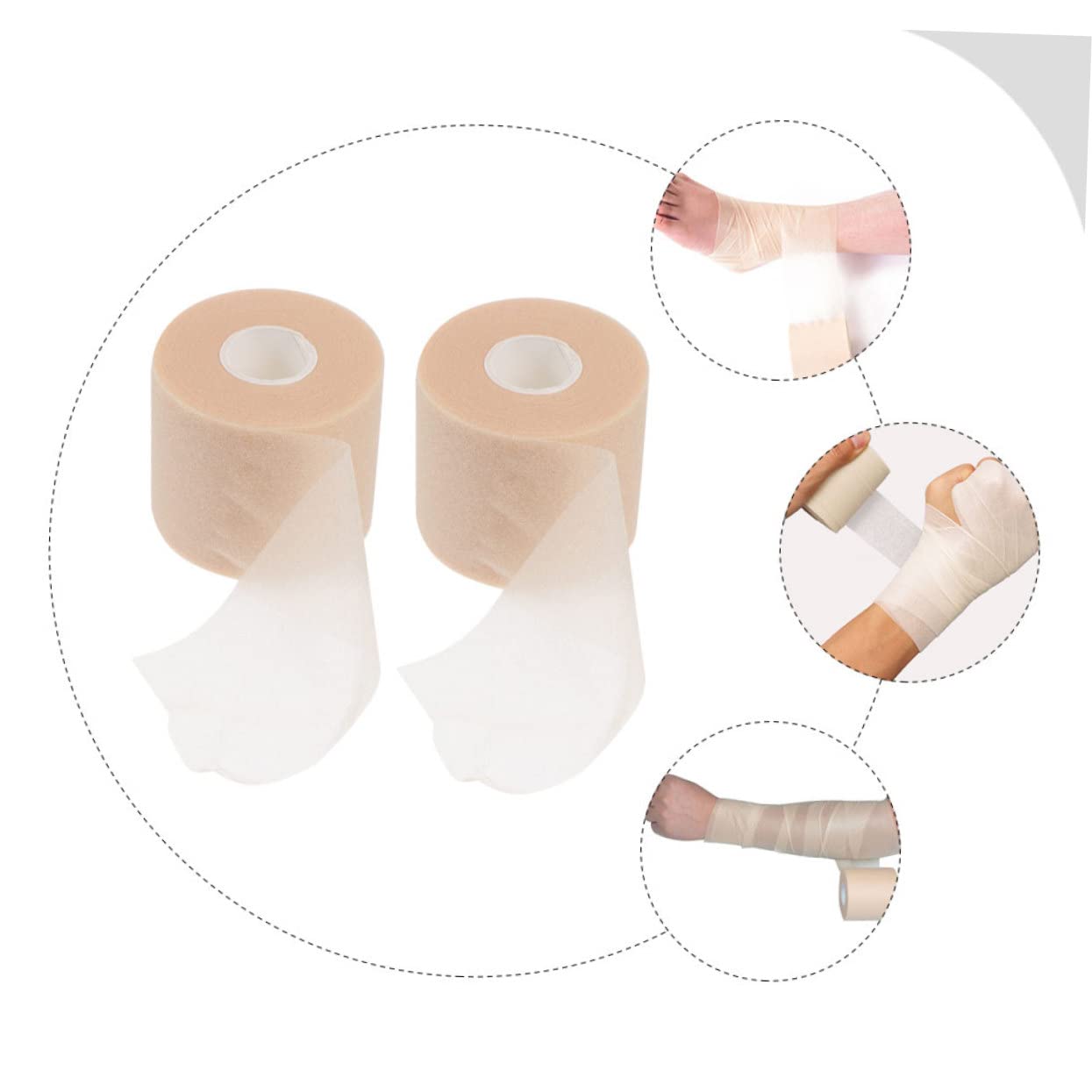 KOMBIUDA 6 Rolls Sports Sport Tape Foam Underwrap Tape Self- Adherent Tape Sports Athletic Tape Prewrap Athletic Tape Tape Soccer Tape Tape Sponge Khaki