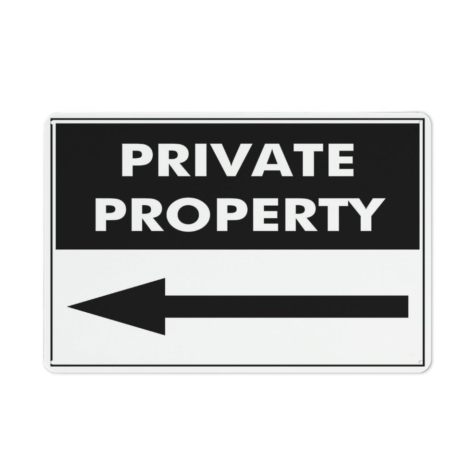 Private Property (Arrow Left) Sign, 8x12 Inch UV-Ink Printed Aluminum Outdoor Sign for House & Business