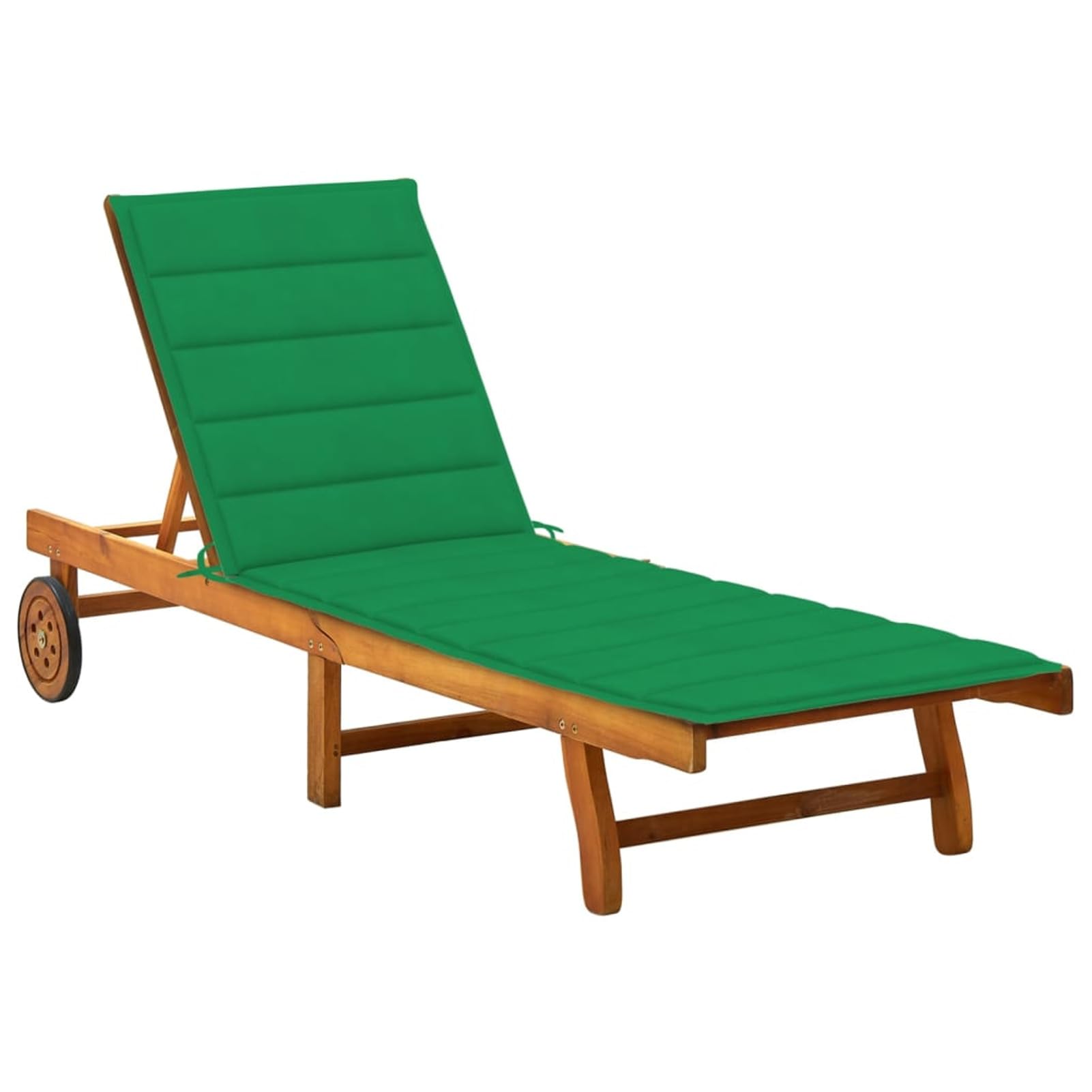 Gecheer Sedia a sdraio da giardino con cuscino in legno di acacia solido, schienale regolabile, con ruote, lettino reclinabile da giardino esterno, lettino da spiaggia Relax tipo F