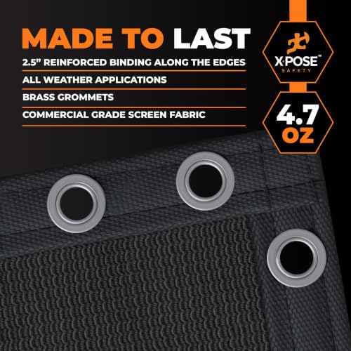 Image of Xpose Safety Privacy Fence Screen 8' x 50' - Heavy Duty Black Mesh with 90% Visibility Block, UV Protection - Includes Cable Ties - for Garden, Yard, Nursery, Kennel, Dog Run, Greenhouse