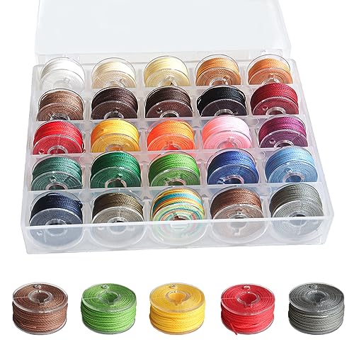 LUBOXIN 25 Rollos Hilo Encerado Macrame 10m x 0,55mm Colorido Hilos para Hacer Pulseras Macrame Cuerda Encerado de Poliester con Caja para Hacer Pulseras, Manualidades Bricolaje y Costura de Cuero