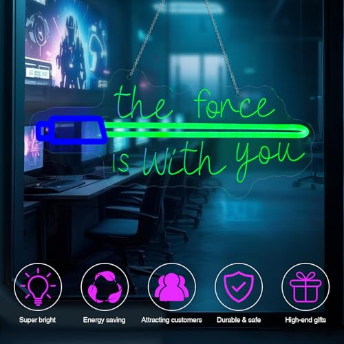 Image of Lightsaber Neon Sign Star Game Wars Decor Poster - 10 Brightness Adjustments Usb Powered, Swords Light Saber Led Lamp Birthday Decorations, Night Light Wall Home Decor Gifts for Men