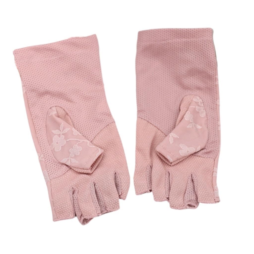 Driving Breathable Elastic Fingerless Thin Women's Half-finger Gloves Lace Ice Silk