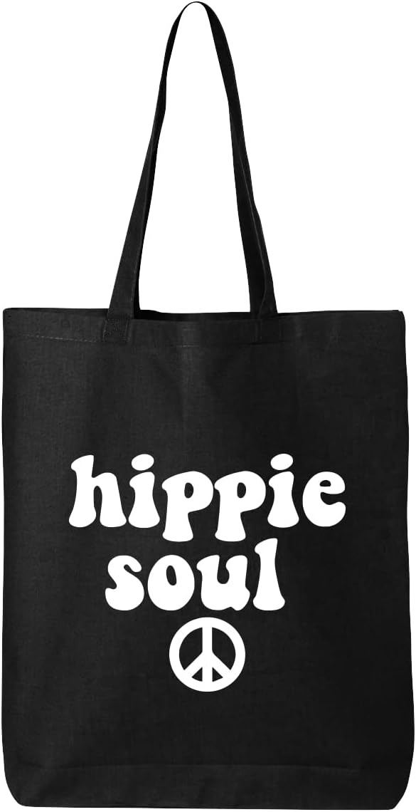 Tees & Tails Hippie Soul Canvas Multipurpose Tote Bag Reusable All-Natural Gift Bag With Gusset