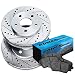 Power Sport Cross Drilled Slotted Brake Rotors and Ceramic Brake Pads Kit -80837 [FRONTS]