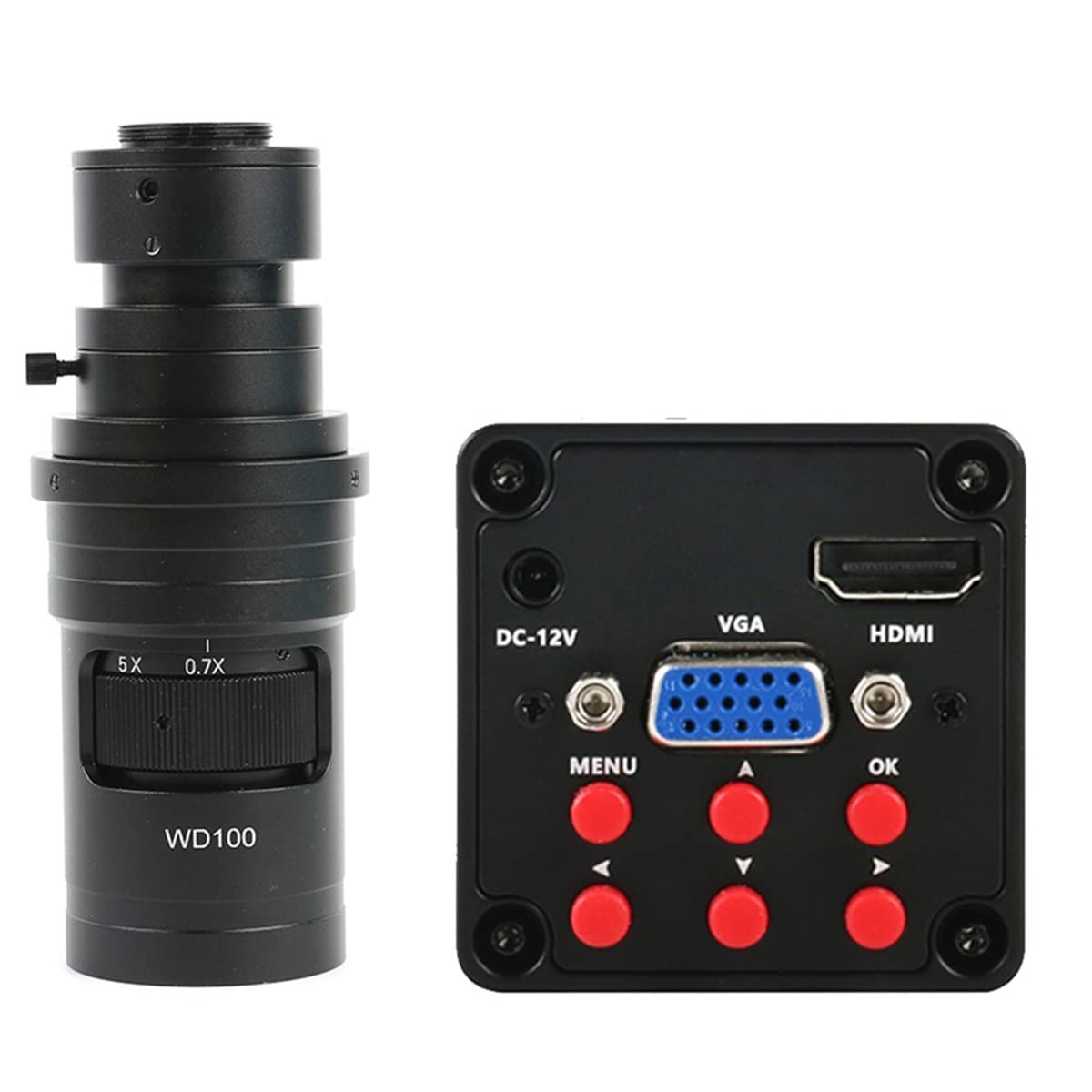 Microscope 100X 130X 180X 200X 300X 500X Industry Video Microscope Camera Zoom C-Mount Lens(with 200X Lens)