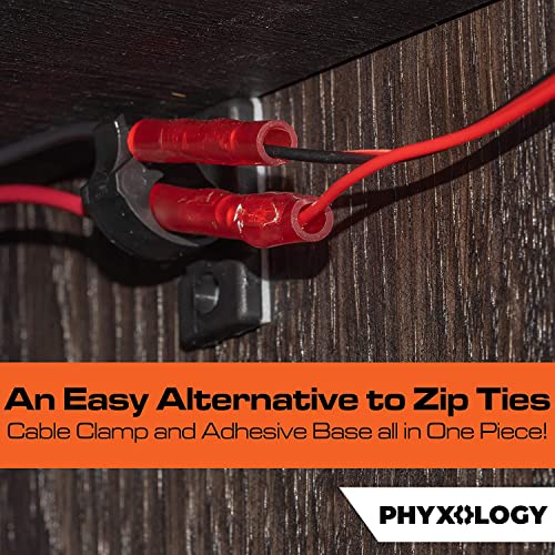 PHYXOLOGY SUPPLY - Juego de 100 abrazaderas adhesivas para cables en varios tamaños (4, 6, 8, 10 y 12 mm), color negro, para organización de cables en el hogar y oficina, instalación sin herramientas miniatura 4
