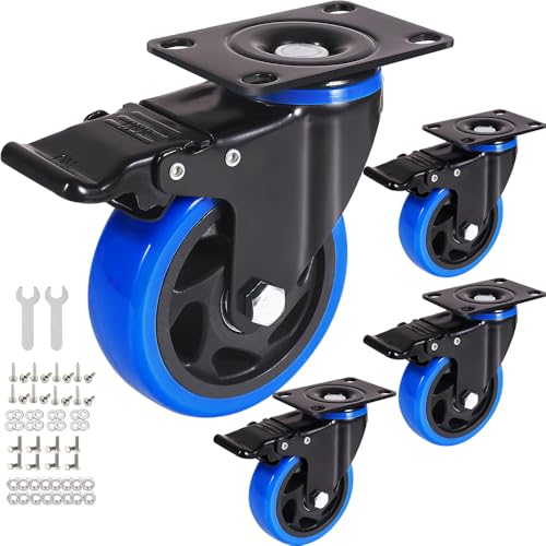 4" Caster Wheels Set of 4, Heavy Duty Casters with Brake, Sa...