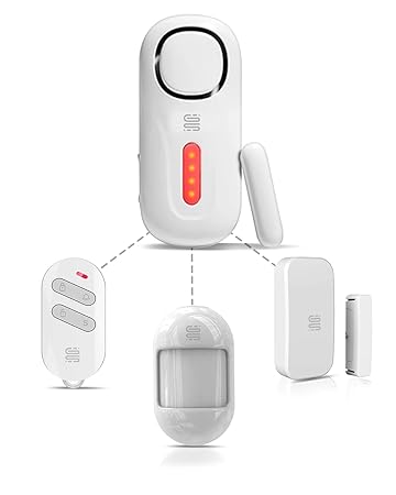Grestok Door & Window Security Alarm Kit | Wireless Burglar Alarm System with Remote Control for Home Security| PIR Detector + Window Sensor |LED Flashing | Perfect for Bungalow/Office/Warehouse etc