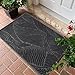 Yimobra Doormat Outdoor Entrance, Simple Stripes All-Weather Waterproof & Non-Slip Mat for Front Door, Heavy Duty Welcome Mat for Indoor, Garage, Patio-29.5x17, Dark Grey