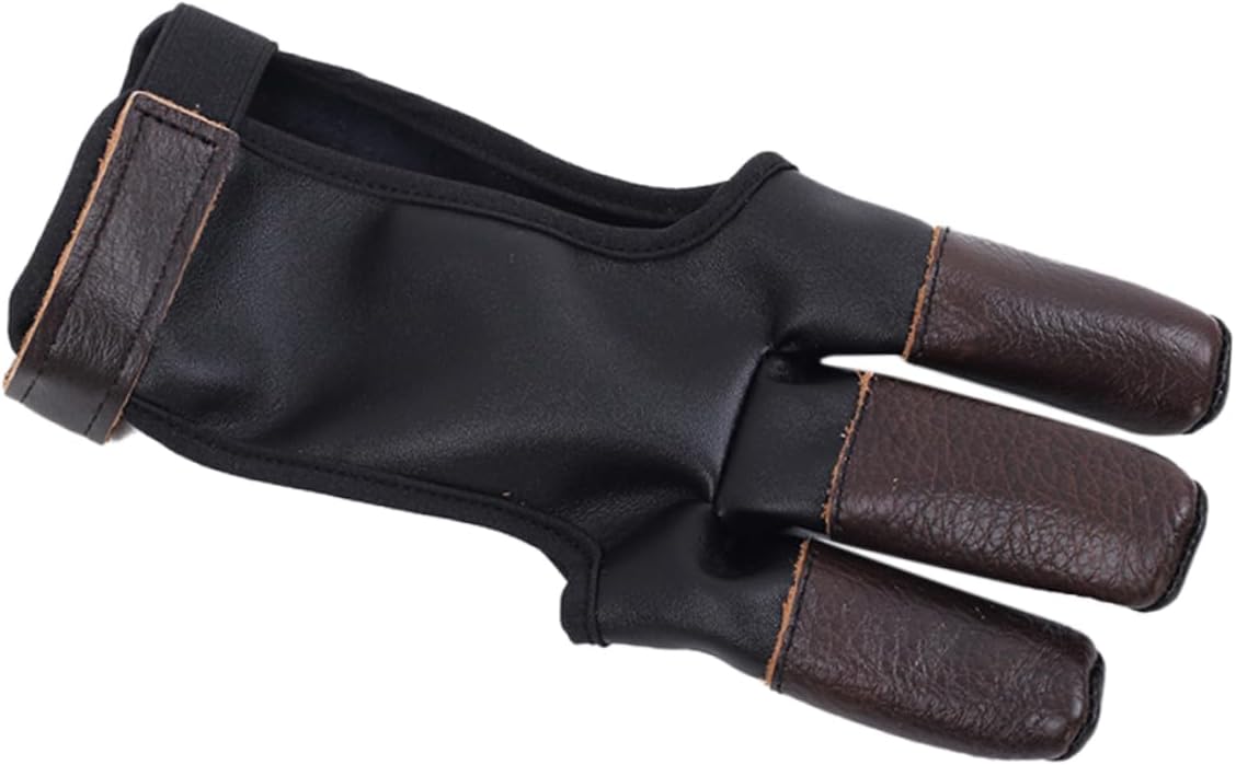 KOMBIUDA 1pc Three Finger Cowhide Glove for Archery Protective Arrow Accessory Comfortable for Safe Shooting Practice
