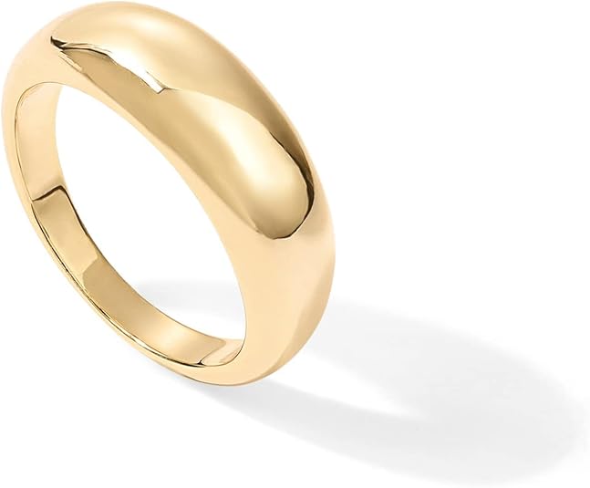 PAVOI 14K Gold Plated Chunky Dome Ring |Puffy Dome Stackable Rings | Chunky Signet Ring for Women