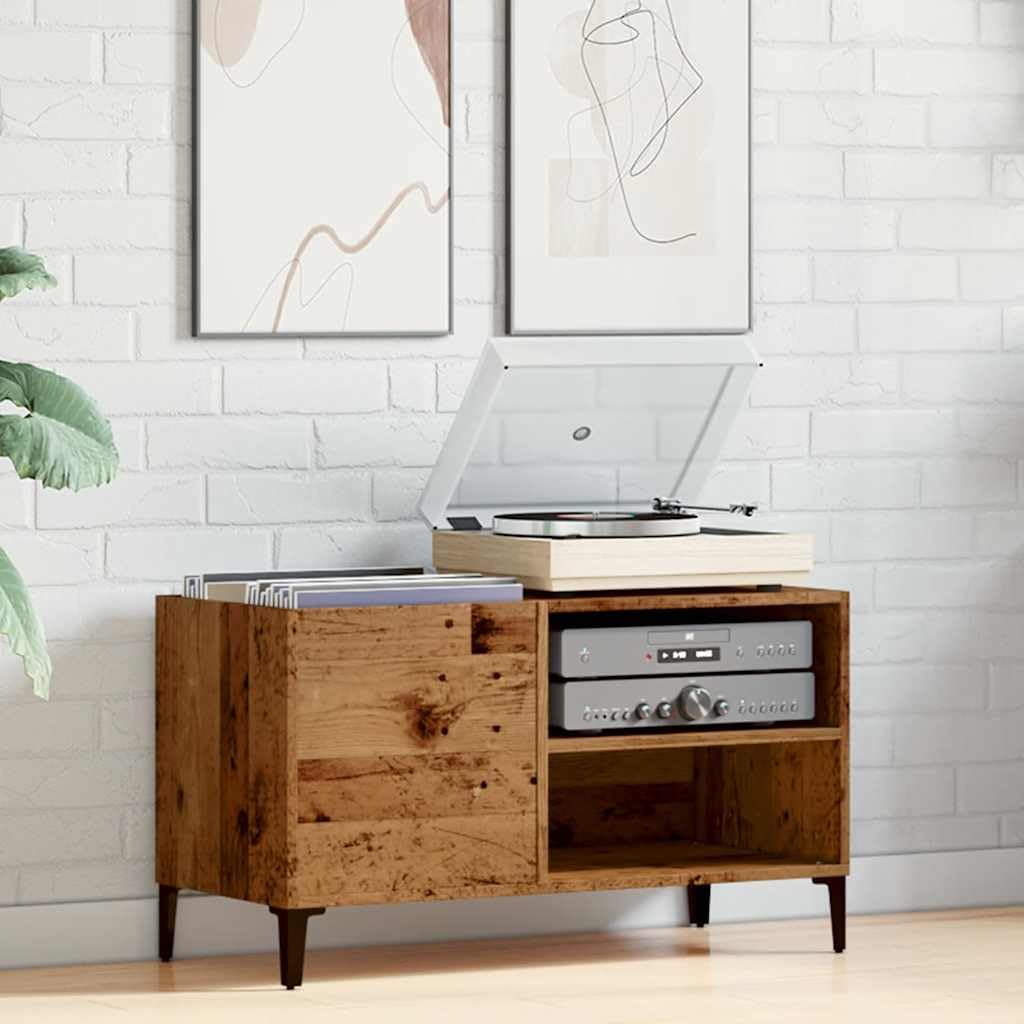 vidaXL Mobile Porta Dischi Legno Antico 84,5x38x48cm Legno Multistrato