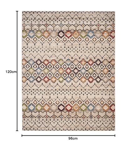 SAFAVIEH Amsterdam Collection Area Rug - 8' x 10', Ivory & Multi, Moroccan Boho Design, Non-Shedding & Easy Care, Ideal for High Traffic Areas in Living Room, Bedroom (AMS108K)