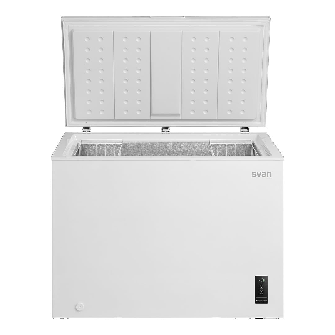 Svan Congelador Horizontal Blanco SCH3002EDC. Capacidad 290 Litros, 4 Star, Tecnología Cíclica, Puerta Folding, 2 Cestas, Bajo Nivel Sonoro, Eficiencia Energética Clase E