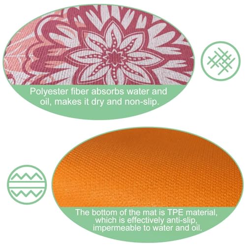 Alfombra absorbente para cocina y pasillo lavable con mandala 5