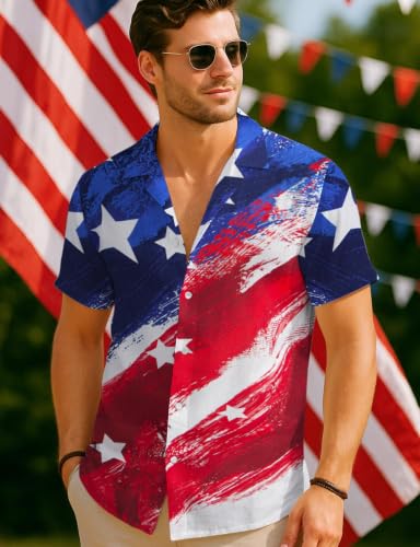 Image of Yoimira Hawaiian Shirts for Men, Print Mens Casual Short Sleeve Button Down Shirts Floral Aloha Beach Shirt