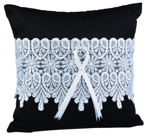 Hortense B. Hewitt Wedding Accessories Timeless Treasure Ring Pillow, Black
