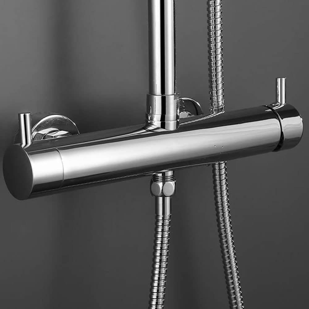 Rubinetto monocomando per colonna doccia TOR/VER, forma rotonda, realizzato in ottone e finitura cromata lucida, con deviatore integrato e maniglia di facile utilizzo