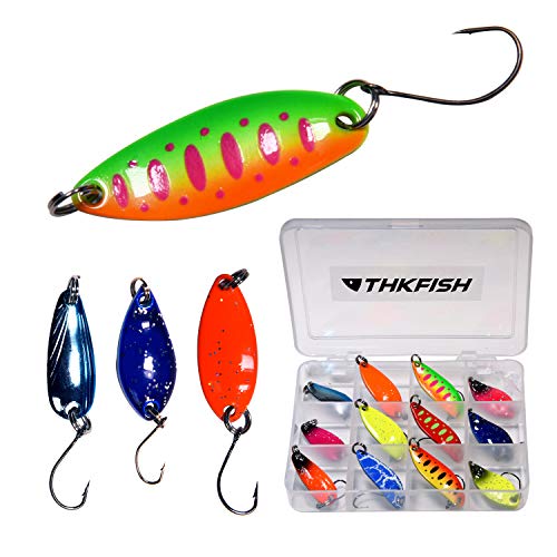 Thkfish Spoon Fishing Lures For Trout Spoons Hard Baits Single Hook Trout Lures Metal Fishing Lures For Char Perch 12Pcs #TOP5