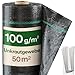 Produktbild Praknu Unkrautgewebe 100g/m2 mit 24 Erdanker - 50m2 - Wasserdurchlässig & Reißfest - UV Beständige Unkrautfolie (1m x 50 Meter Rolle) - Leicht zu Verlegen - Bändchengewebe