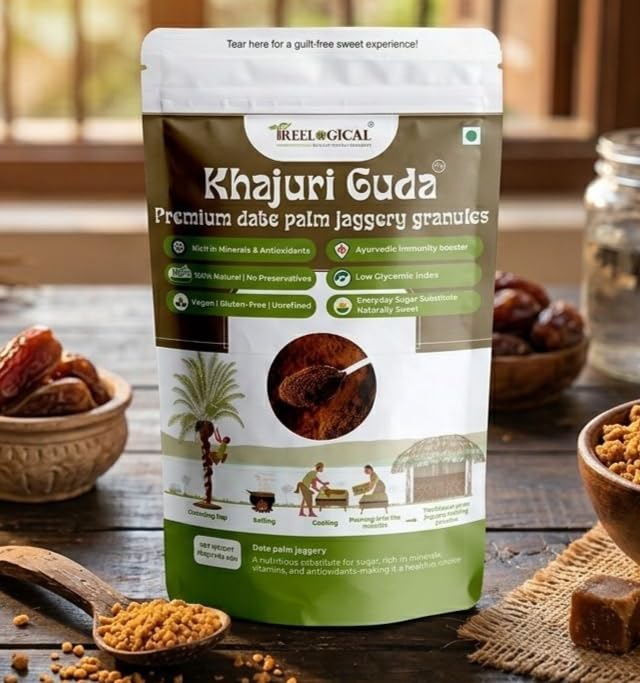 Image of Treelogical Khajuri Guda Premium Date Palm Jaggery Powder, Low GI Natural Sweetener Rich in Iron and Calcium, Additive-Free Khajur Gud Powder for Food, Beverage and Desserts, 500 gm
