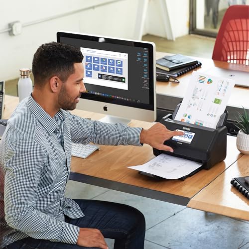 Image of Epson Workforce ES-580W Wireless Color Duplex Desktop Document Scanner for Computers Including PC and Mac with 100 Sheet ADF Auto Feeder and Intuitive 4.3 in Touchscreen, Black
