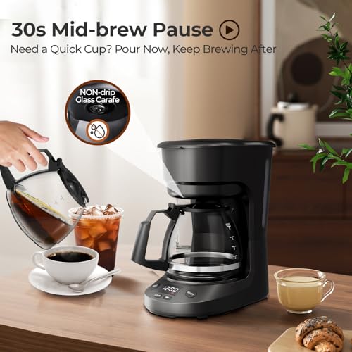 Image of 5 Cup Small Coffee Maker with Timer (5 oz /cup), Programmable Drip Coffee Machine with Auto Shut Off, 2h Keep Warm, BPA-Free Glass Pot, Delay Brew, 25oz Water Tank, Compact for 1-2 People /Home /RV /Dorm