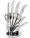 HULLR Premium Stainless Steel Kitchen Knife Set With Rotating Acrylic Stand - 8 Piece set
