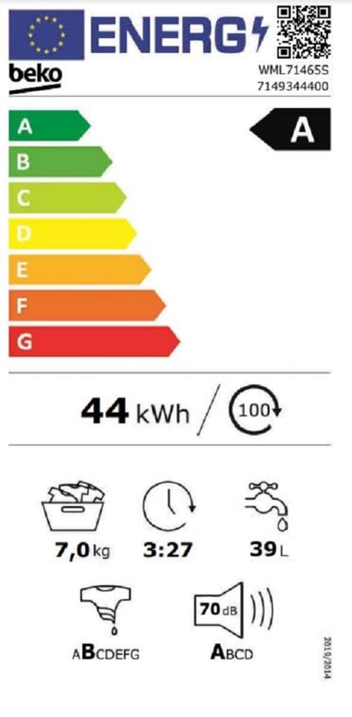 Beko WML71465S Waschmaschine -Performance Hero/Premium-Design/Vollelektronisch/Touch-Display mit Startzeitvorwahl/1400 U/min/Bluetooth/7 kg, weiß