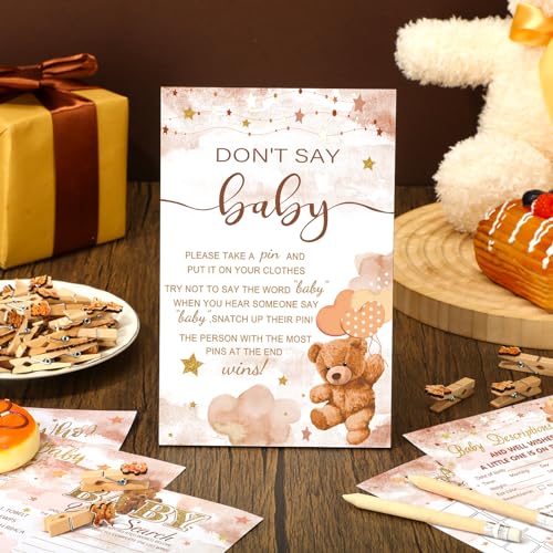 Image of Patelai 321 Pcs Brown Bearly Baby Shower Decorations We Can Bearly Wait Baby Shower Games 5 Sets Don't Say Games Serves 50 Guests for Bear Gender Reveal Barely Theme Party Supplies