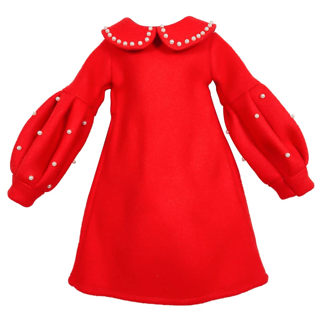 Proudoll 1/3 BJD Doll Clothes Outfit Set, Handcrafted Stylish Red Dress, Beret, Wig, Leather Bag & Boots - Image 2