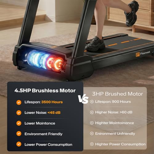 Image of Flexnest Flextread EZ Treadmill for Home Use - 4.5HP BLDC Motor, 14 km /h Speed, 120kg Capacity, Manual Incline, Bluetooth Speaker, 500+ Classes & Virtual Walks - Black