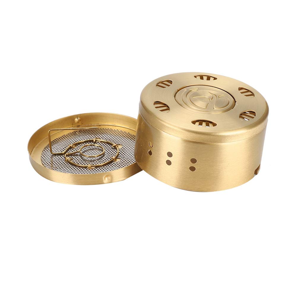 Canyite Copper Moxa Box, herramienta de acupresión de moxibustión, con bolsillo ajustable Caja de terapia de tratamiento de moxibustión para alivio del dolor de la artritis de la rodilla, el cuello