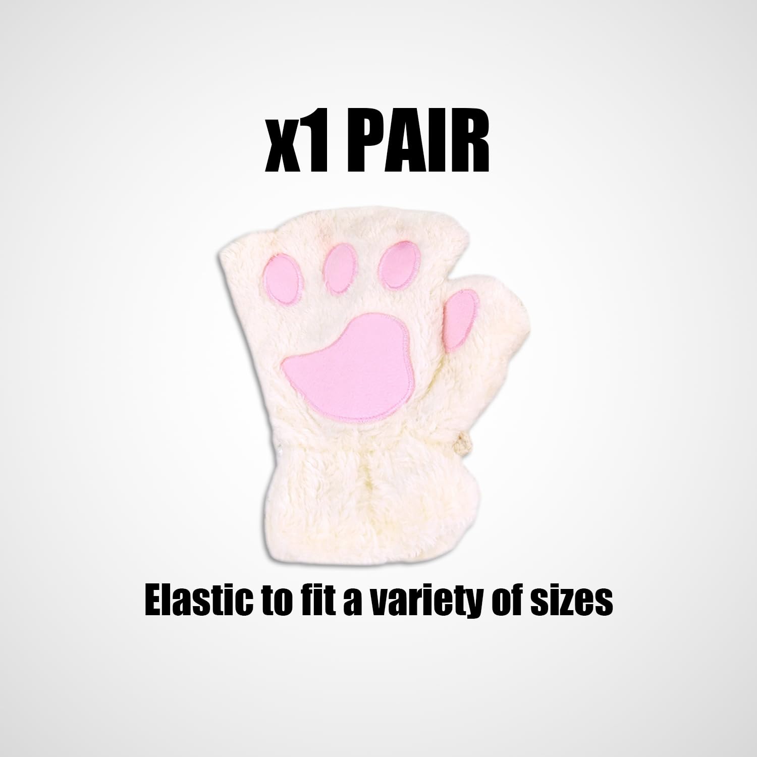 1 par de guantes de pata de gato para niños, niñas, guantes cálidos de peluche sin dedos, guantes cálidos resistentes al viento, guantes de gato de terciopelo grueso y lindo (blanco), blanco